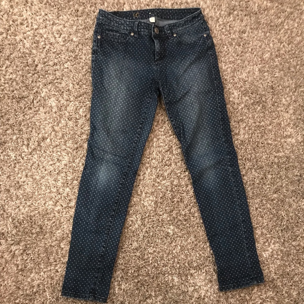 LC Lauren Conrad polka dot denim skinny jeans